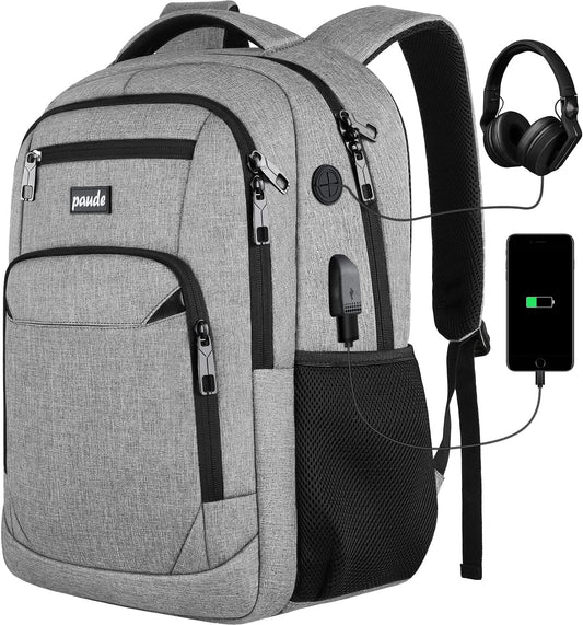 Paude Backpack School,17.3 Inch Travel Laptop Backpack,Bookbag for Teen Boys College Backpack with USB Charging Port,Waterproof