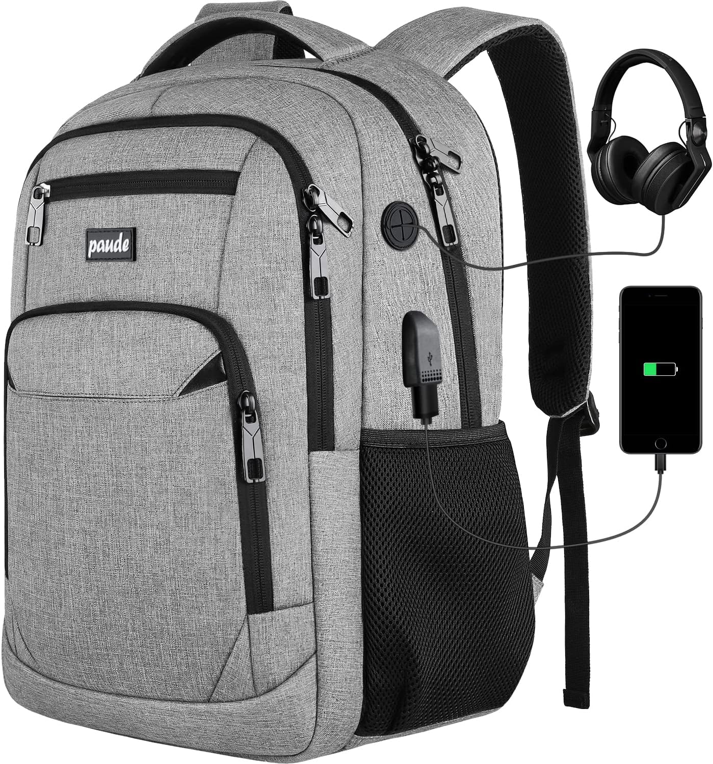 Paude Backpack for School, Laptop, Bookbag for Teen Boys - 15.6 Inch College Backpack for University, Business, Work, Travel