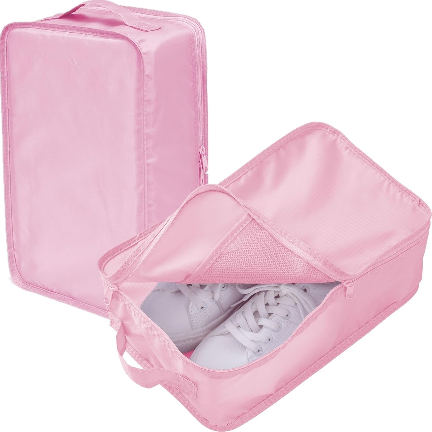 tianzong Travel Shoe Bag with Handle Holds 2 Pairs of Shoes, Shoe Packing Cubes for Travel (Pink, 2 Pack)