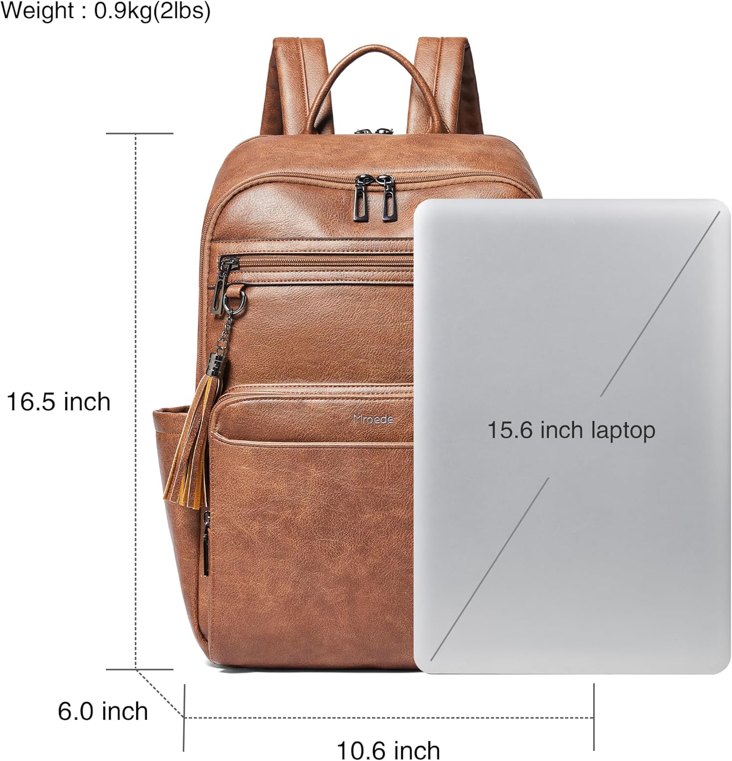 Leather Laptop Backpack for Women,Leather Backpack with Laptop Compartment Fit 15.6 inch Laptops,Carry-on Travel Backpacks,Casual Daypack for Work Business Weekender College,Brown