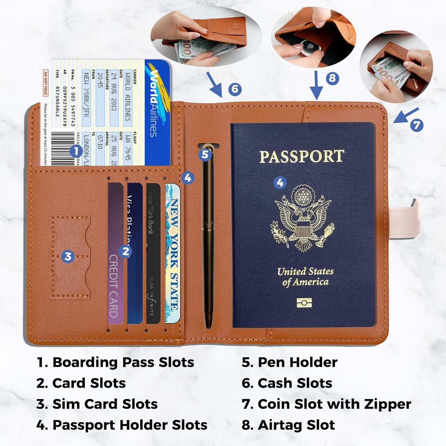 Passport Holder with Airtag for Women/Men,Airtag Passport Wallet for Travel,Cute Passport Holder Rfid Blocking,Travel Wallet for Cards Passport Cover Case