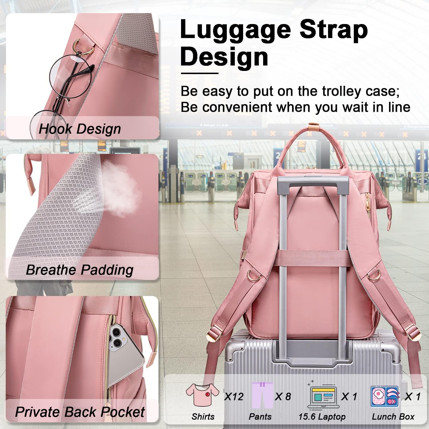 Weitars Lunch Backpack For Women,15.6 Inch Laptop Backpacks For Womens Back pack, Travel