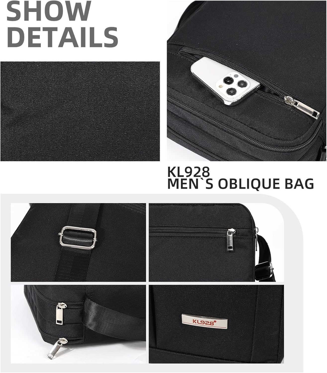 KL928 Men's Messenger Bag - Crossbody Shoulder Bags Travel Bag Man Purse Casual Sling Pack for Work Business
