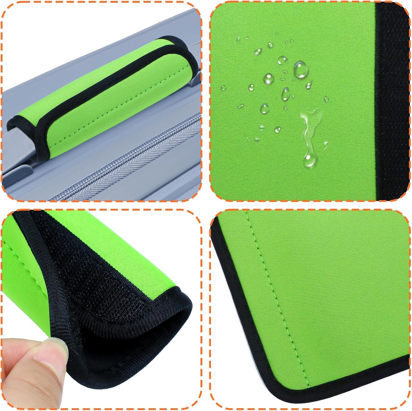 3 Pcs Suitcase Luggage Handle Wrap,Sleeve Handle Covers,Hand Bag Door Bucket,Suitcase Tags,Identifiers for Travel Accessories (Green,Orange,Black)