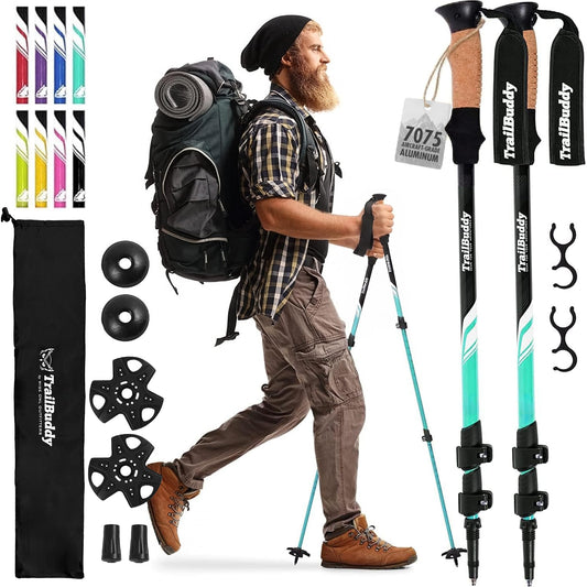 TrailBuddy Trekking Poles – Lightweight 7075 Aluminum Hiking Poles for Women, Men & Seniors