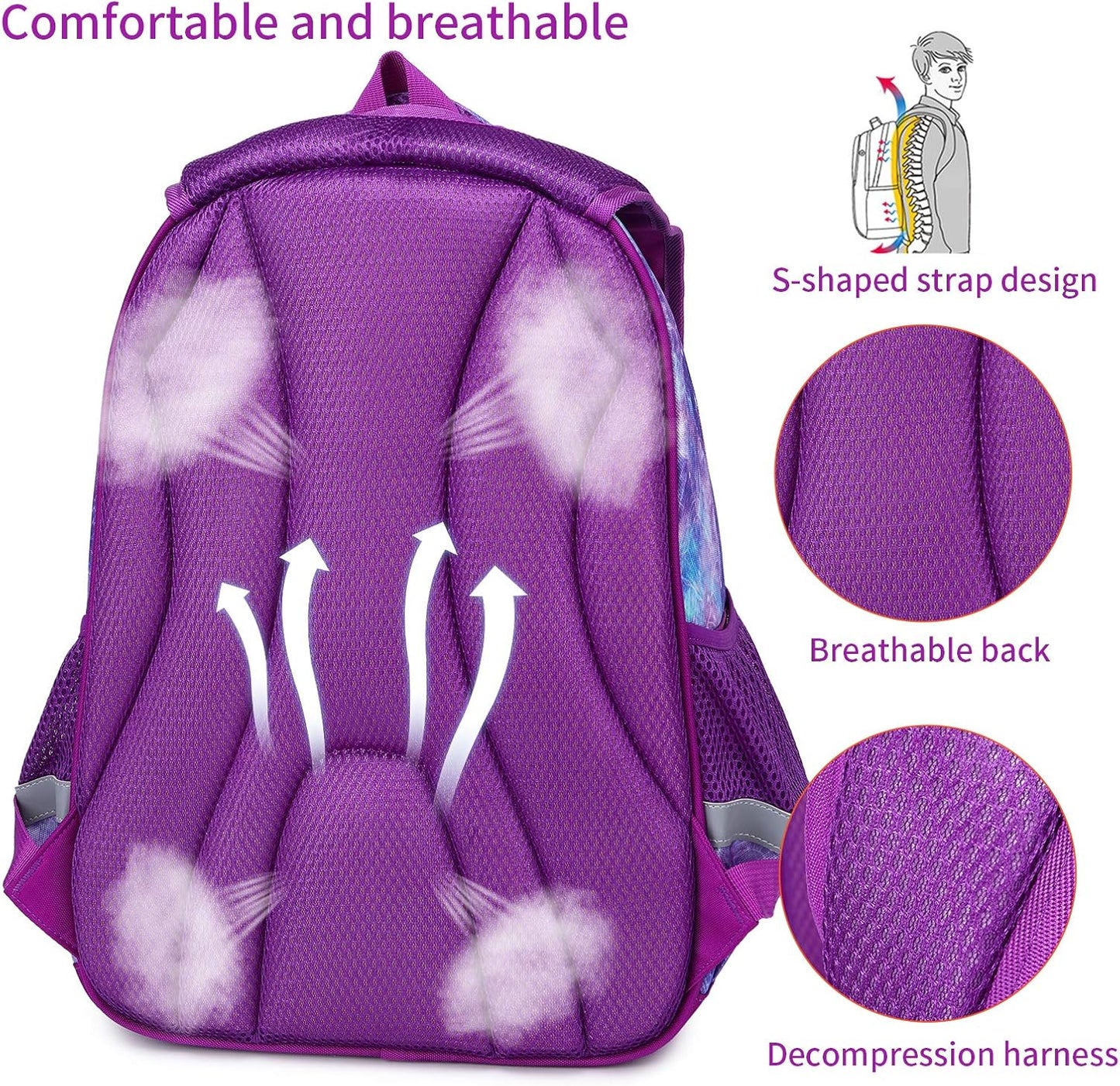 Cusangel Backpack for Girls Boys School Bookbags Kindergarten Elementary Lightweight Waterproof Multifunctional Large Capacity for Backpack (16 inch Fun Prints)