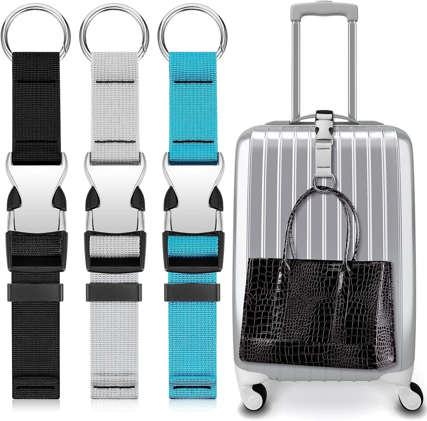 Amylove 3 Pcs Add a Bag Luggage Straps Gripper Heavy Duty Jacket Valises Strap for Travel Belt with Buckle Adjustable Baggage