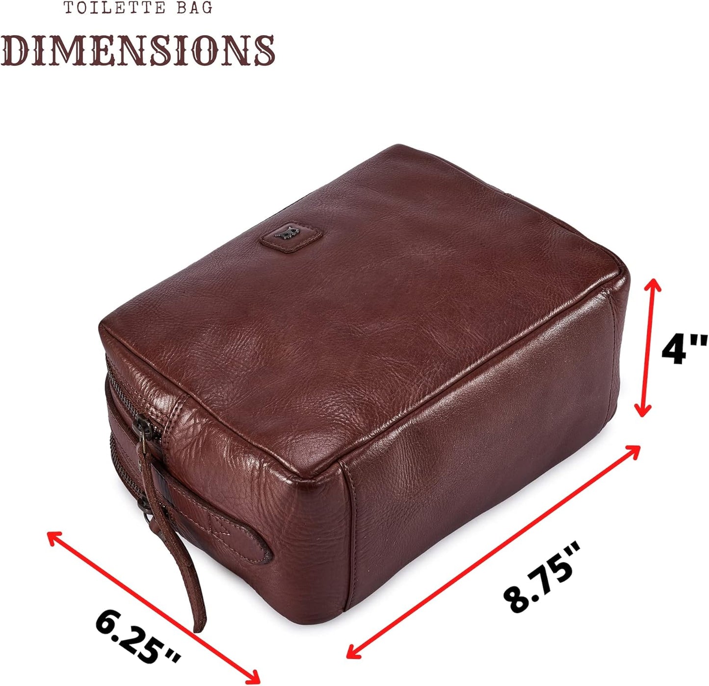 Real Leather Toiletry Bag Dopp Kit for Men Women Travel Shaving Pouch Organiser Double Compartment Cosmetic