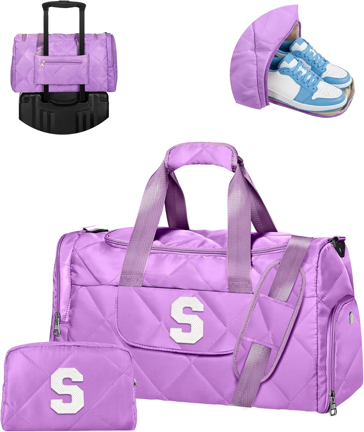 Birthday Gift for Women Teens, Initial Travel Bag for Weekend, Overnight, Girls Trips Gift Ideas, Gifts for Daughter, Granddaughter, Sister, Mom, Teacher, Friends, Travel Essentials