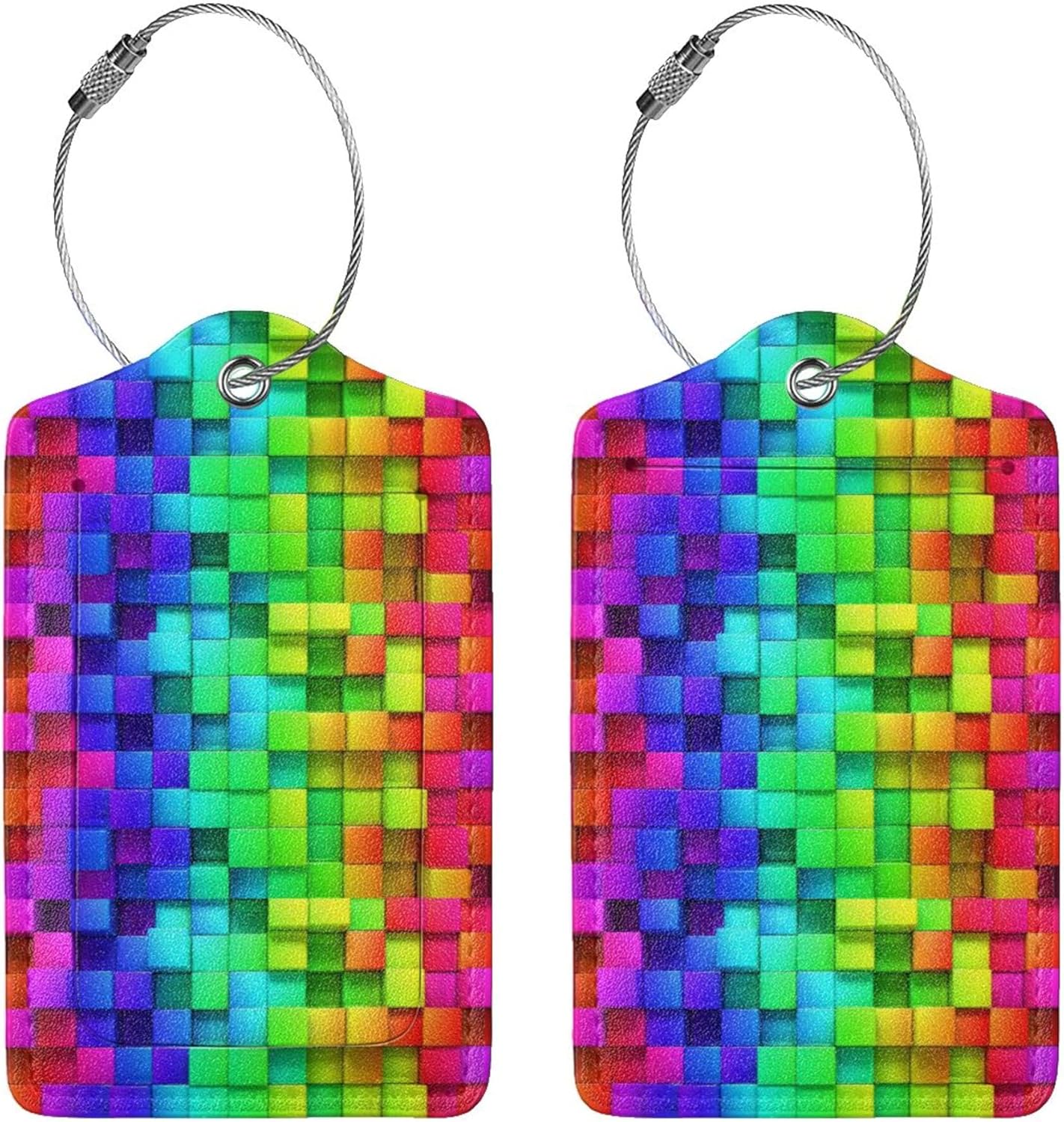 2 Pack Luggage Tags for Travel PU Leather Luggage Tag Name ID Labels with Privacy Cover for