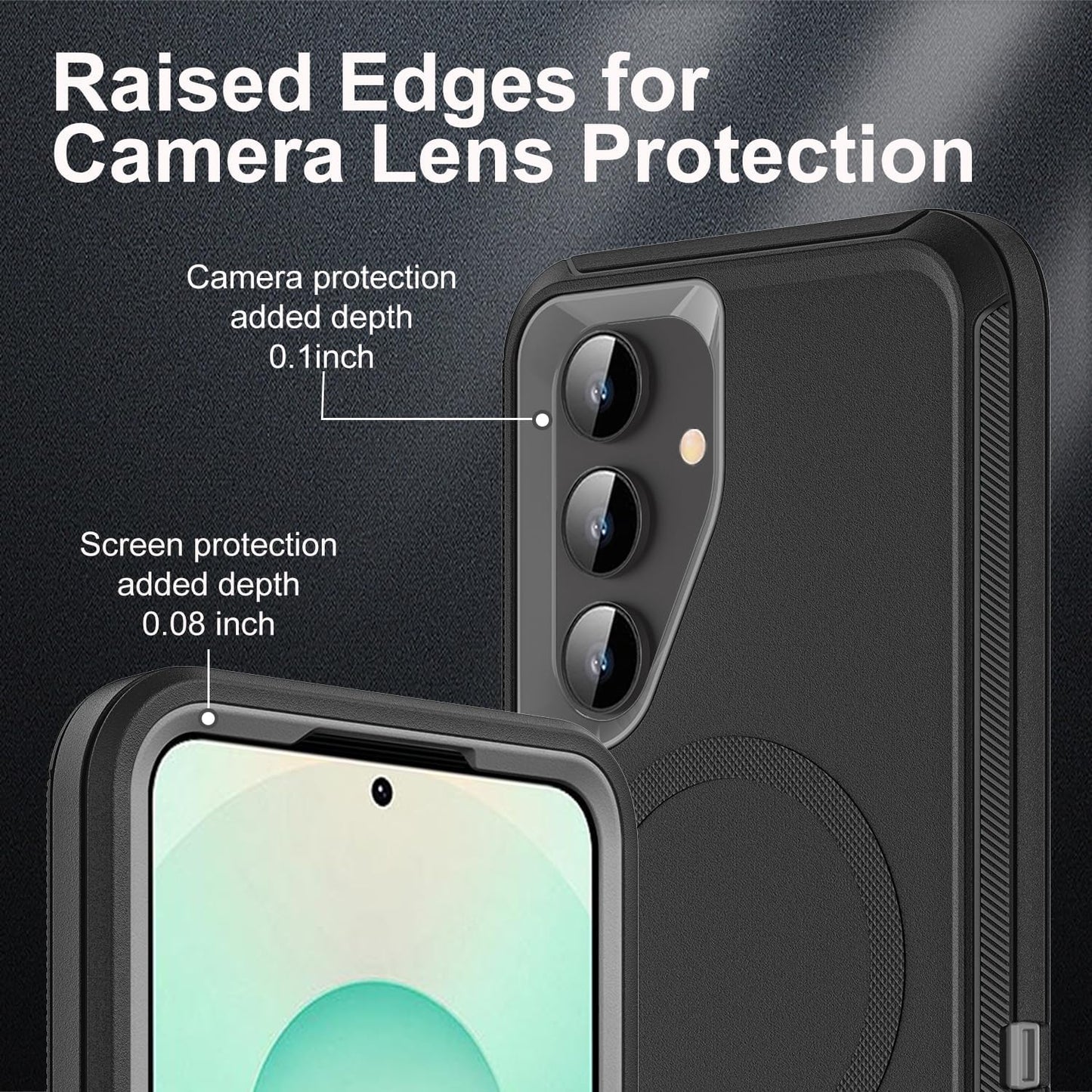 for Samsung Galaxy S25 Plus Case, Compatible with Magsafe, Military Grade 3 in 1 Heavy Duty Case with 2Pcs Tempered Glass Screen Protector & Camera Lens Protector (New-Black/Grey)