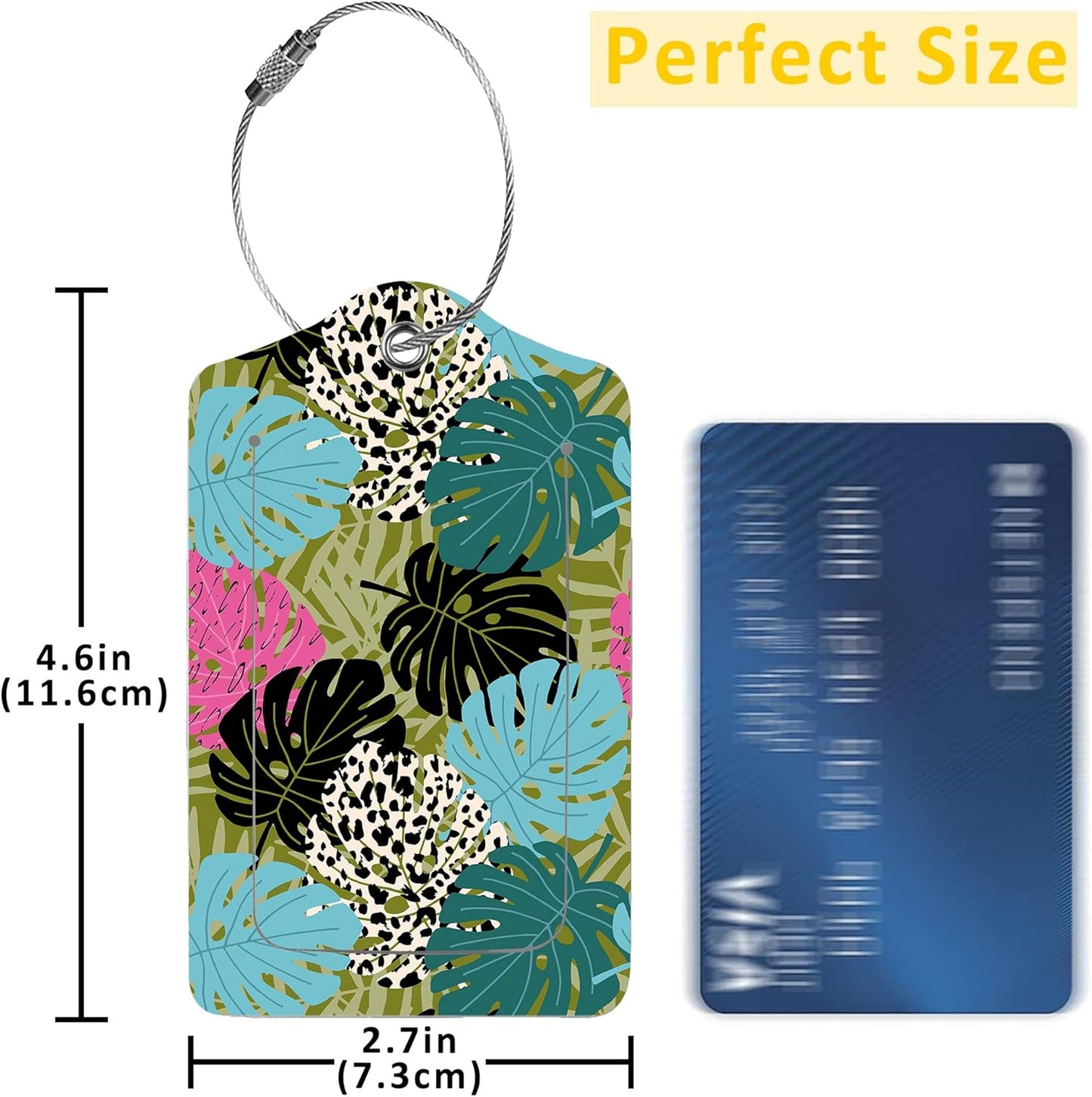Luggage Tags for Suitcase,2 Pack Tropical Palm and Monstera Leaf Luggage Tag with Privacy Flap,Name ID Label and Metal Loop for Women Men Girls Baggage Bag Backpack Instrument
