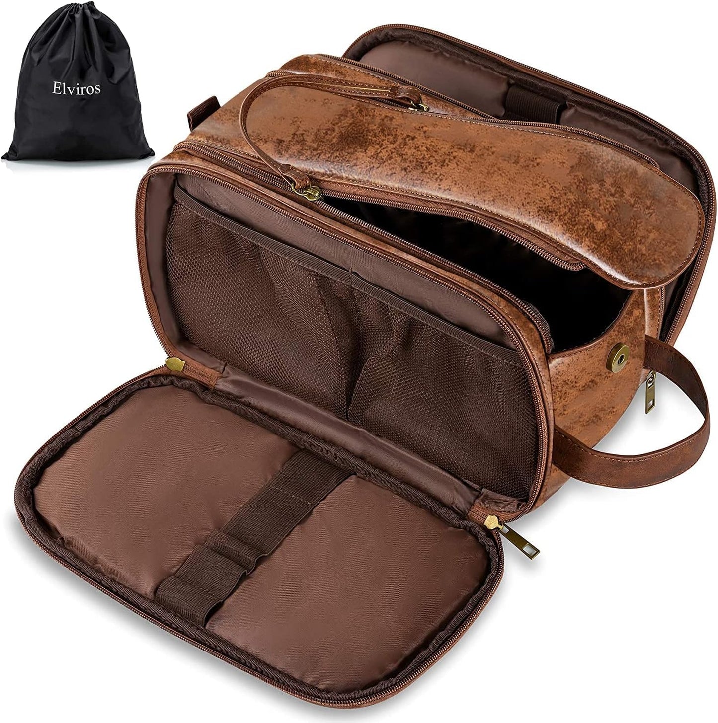 Elviros Toiletry Bag for Men, Large Travel Shaving Dopp Kit Water-resistant Bathroom Toiletries