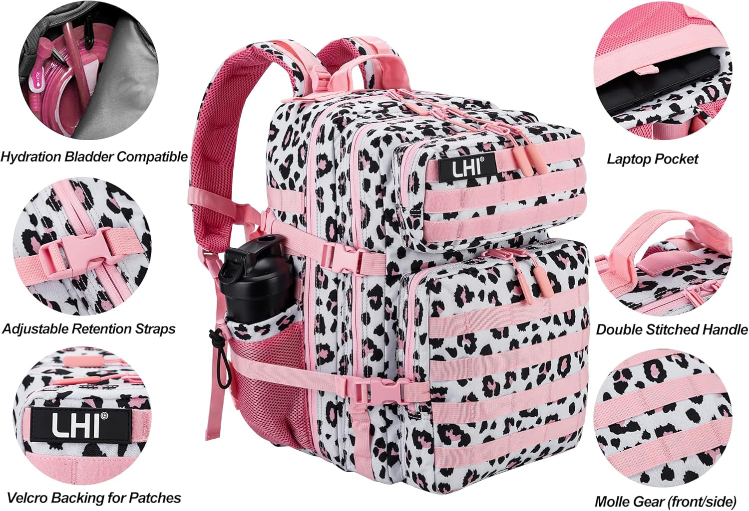 LHI Military Tactical Backpack for Men and Women 45L Army 3 Days Assault Pack Bag Large Rucksack