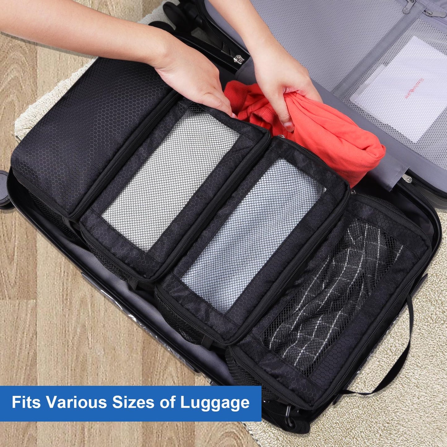 Olosar Suitcase Organizer, Travel Luggage Organizer Portable Hanging Travel Shelves Collapsible