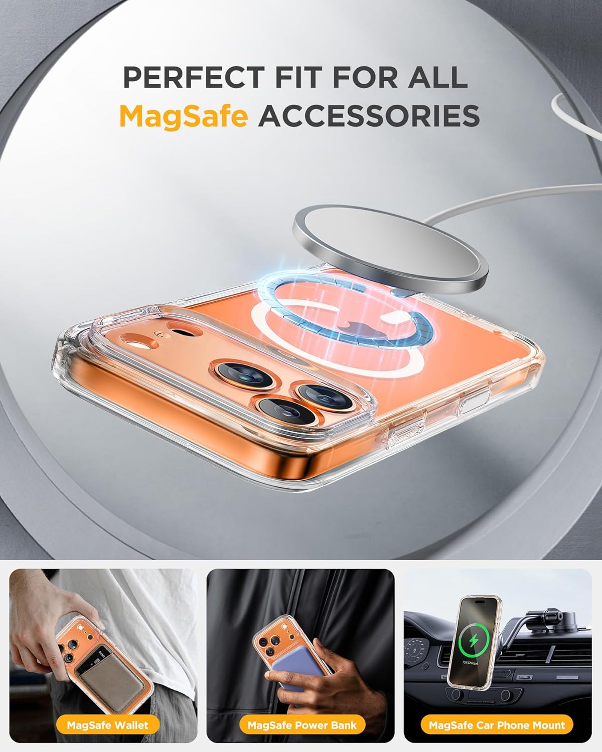 Miracase Magnetic for iPhone 17 Pro Case 6.3" [Compatible with MagSafe] Full-Body Phone Case with Built-in Glass Screen Protector & Camera Control,Drop Proof iPhone 17 Pro Cover, Clear