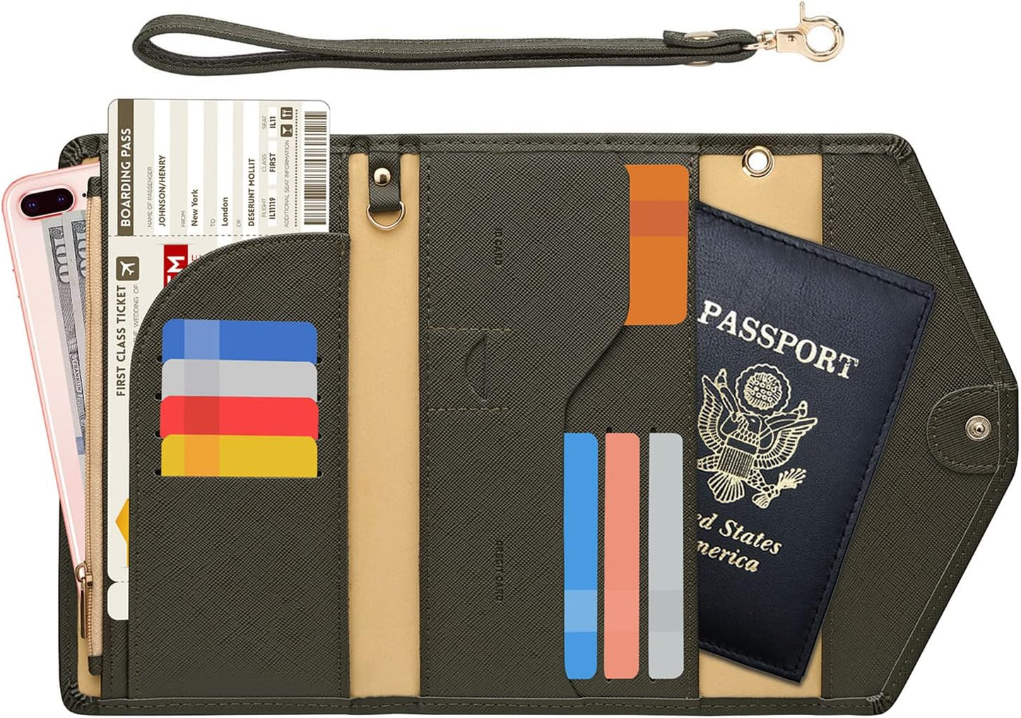 ZOPPEN Passport Holder Women Travel Wallet (Ver.5) for Women Rfid Blocking Passport Cover Case Document Organizer Wrist Strap