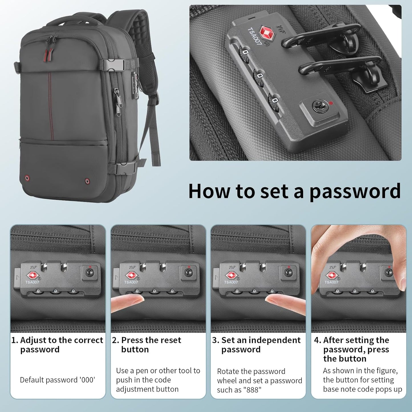 Vacpack Backpack, Air Backpack With Pump, 60L Expandable Backpack with Vacuum Compression, Anti Theft Vacpack Travel Vacuum Backpack (light gray)