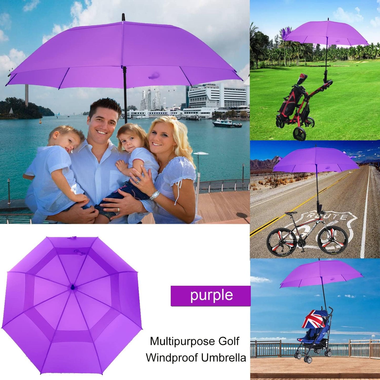 MRTLLOA Extra Large Golf Umbrella, 54/62/68/72 Inch Automatic Open, Oversize Double Canopy Vented Windproof Waterproof Sports Umbrellas for Rain
