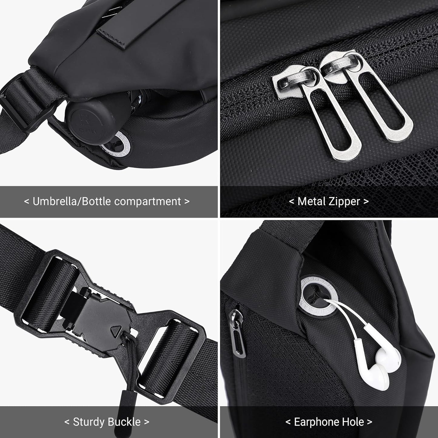 WITZMAN Nylon Sling Bag for Men Travel Crossbody Bag Waterproof Lightweight One Strap Casual Hiking Daypack