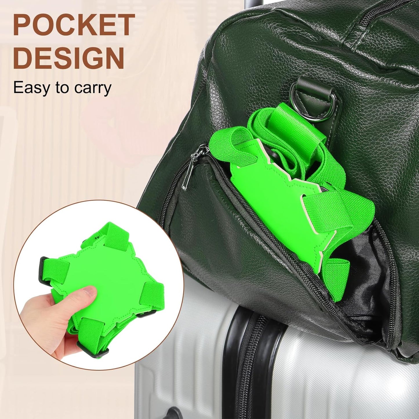 MECCANIXITY Luggage Strap Bag Bungee Elastic Suitcase Adjustable Belt for Suitcases Add A Bag Easy to Travel, Green