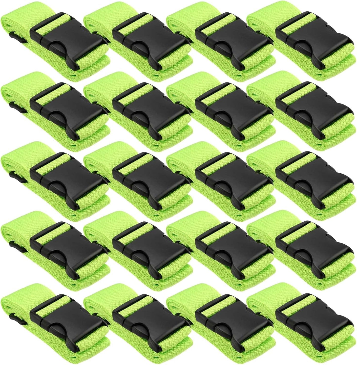 20 Pack 78 x 2 Inches Luggage Straps for Suitcases, Adjustable Suitcase Belts with Quick Release Buckles, Heavy Duty Travel Straps Packing Straps for Luggage, Suitcases, Green