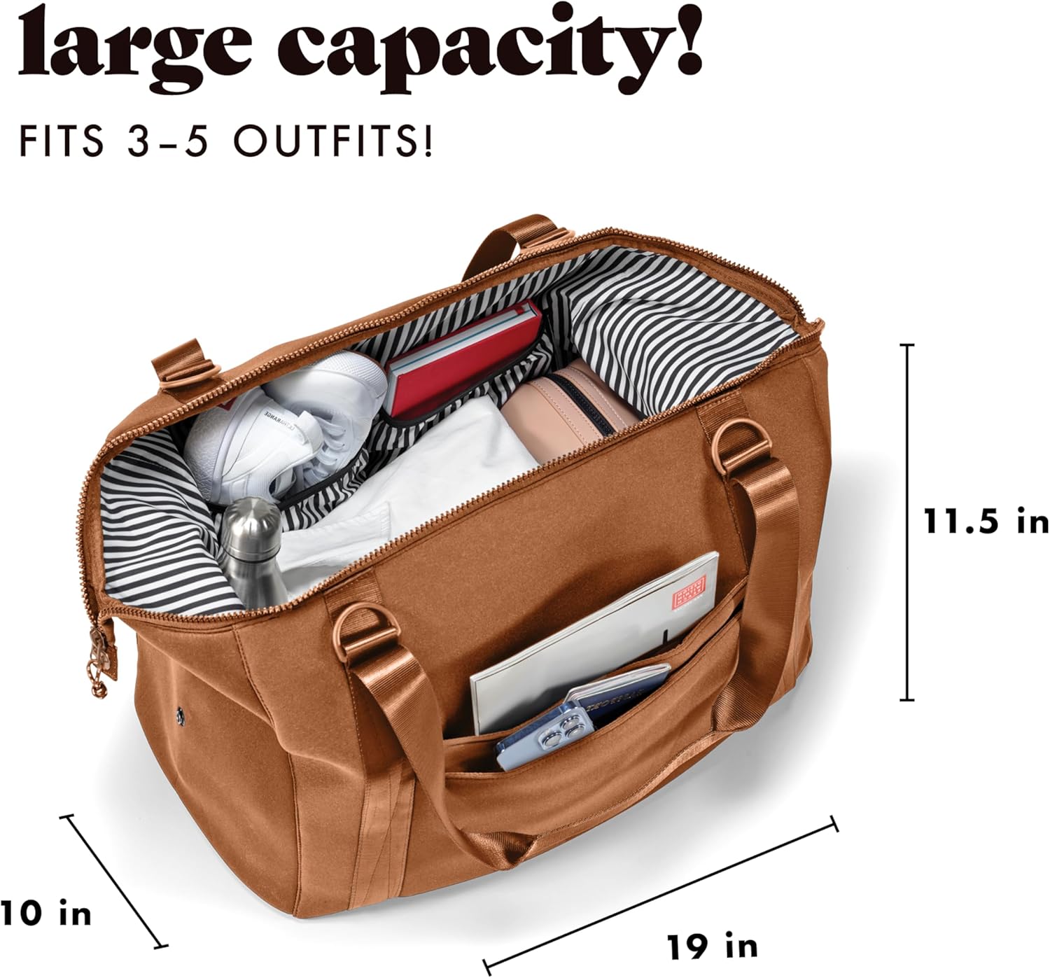 Fit & Fresh Premium Neoprene Weekender Bag With Trolley Sleeve - Large Overnight, Carry-on, Duffel