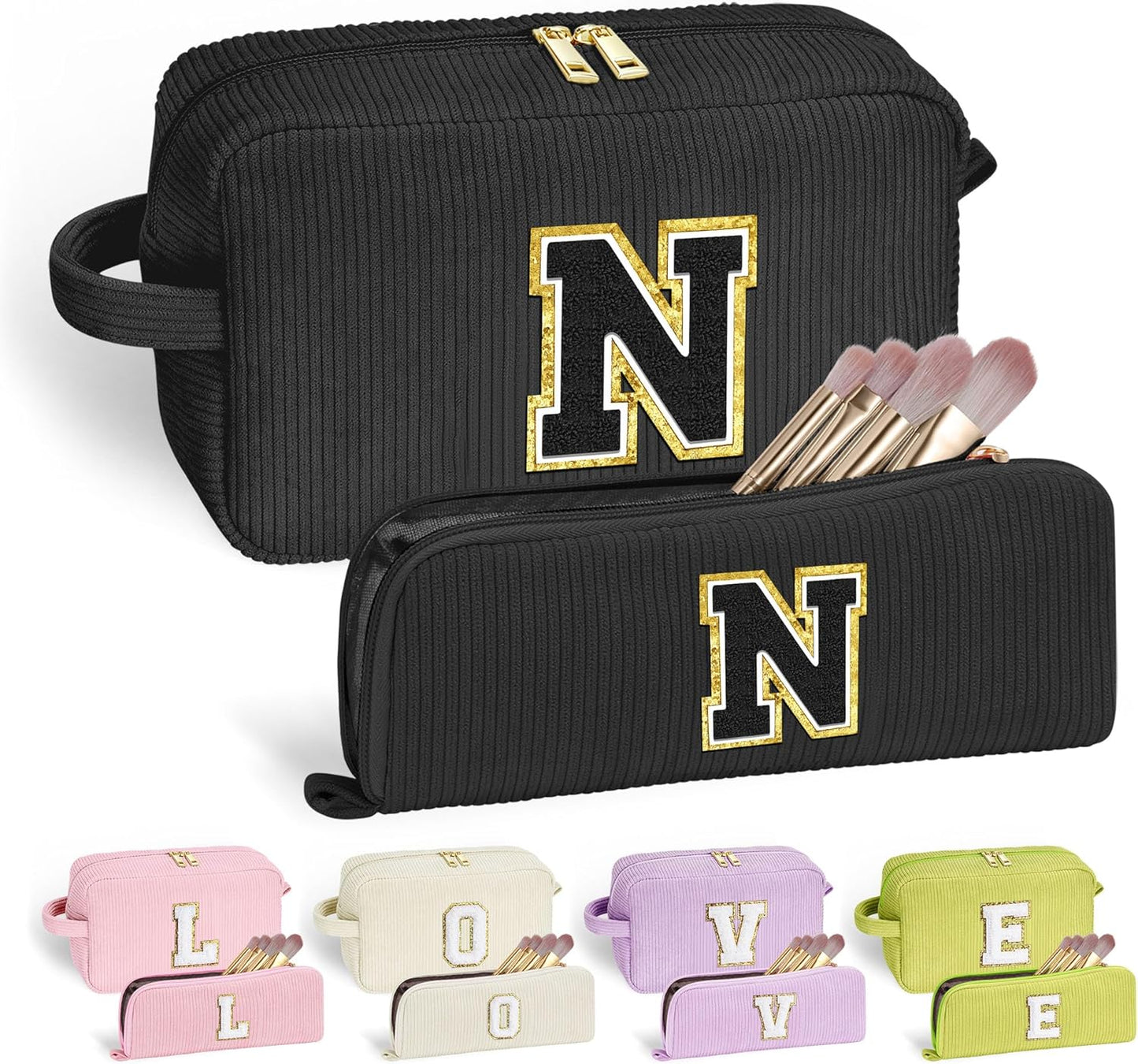 YOOLIFE Initial Travel Makeup Bag Cosmetic Bag - Teen Girl Gifts Trendy Stuff Friend Birthday Gifts for Women Teen Girl Kids