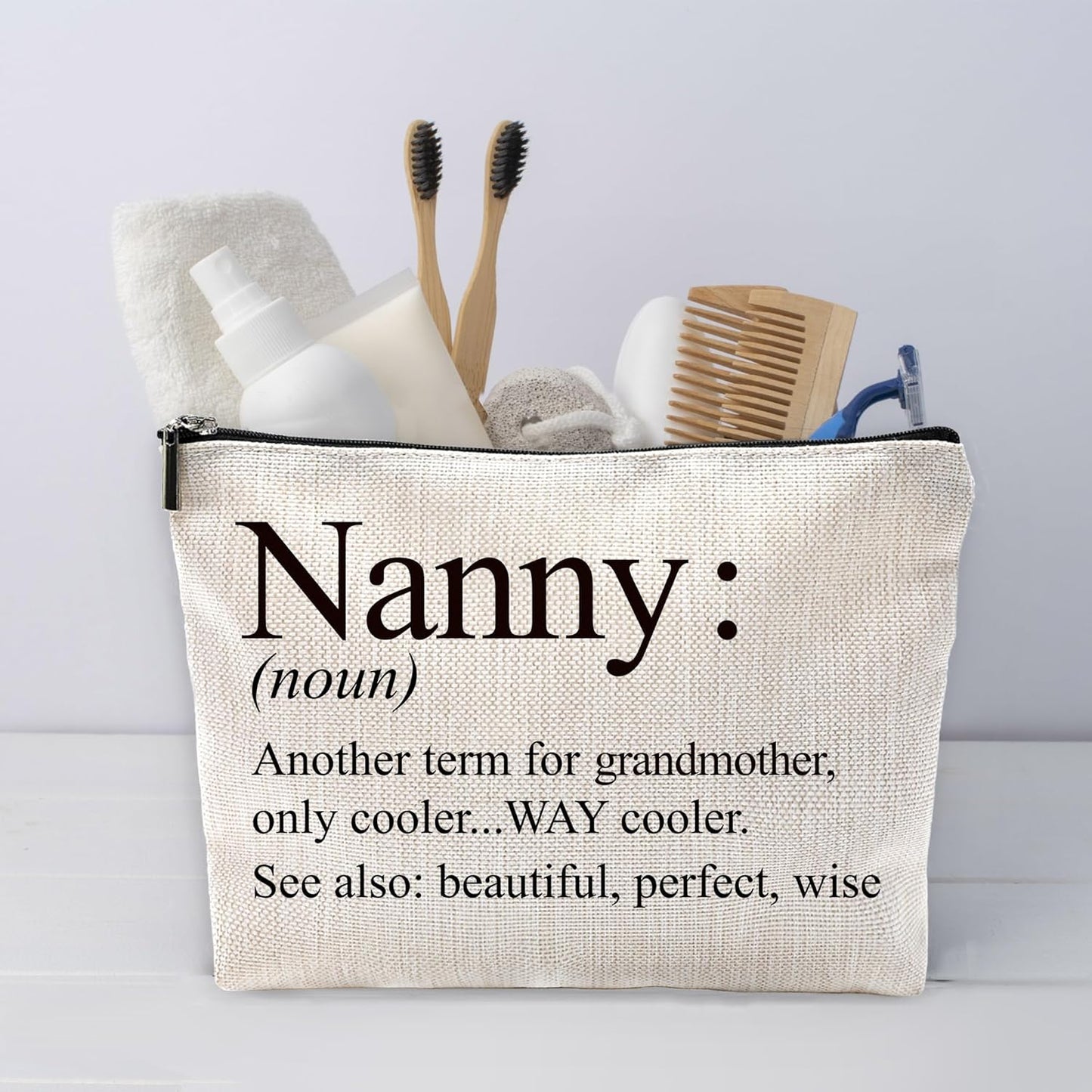 Sufamb Nanny Gifts Makeup Bag, Grandma Gifts for Mother's Day Birthday from Grandkids Cosmetic Bags, Best Grandma Gift Portable Small Toiletry Bag Zipper Makeup Pouch