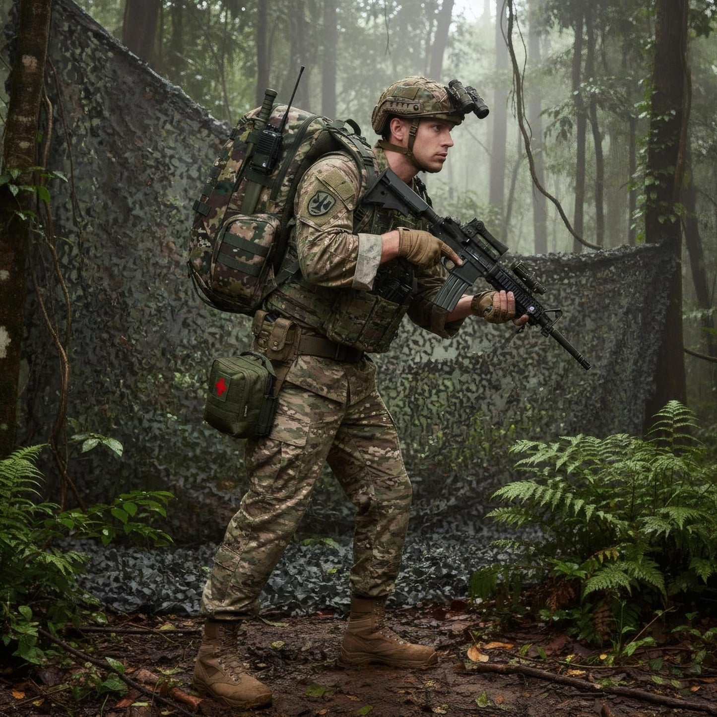 35L Tactical Backpack for Men, MOLLE Military Bug Out Bag, Waterproof Rucksack for Hiking with Hydration Port CP