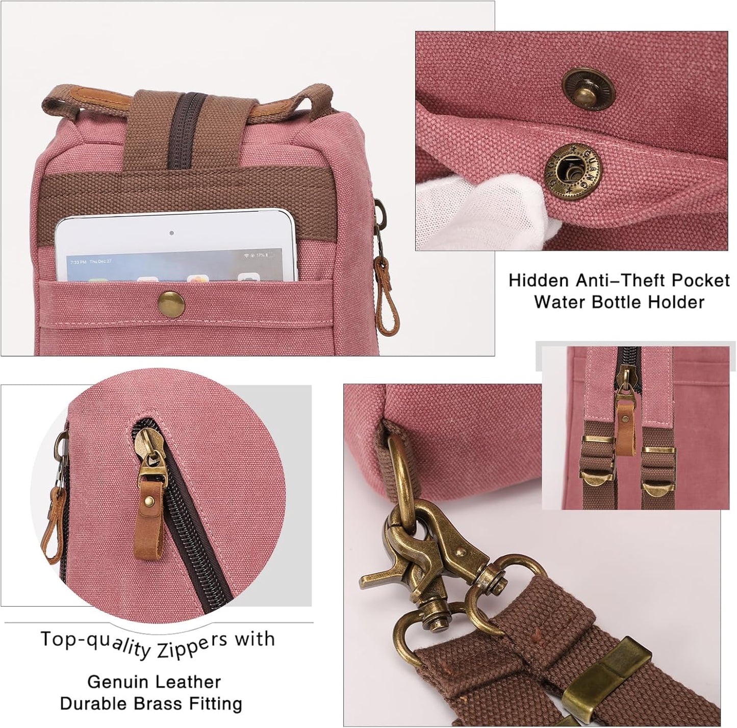 KL928 Canvas Sling Bag crossbody Bags Small Backpack Pack Travel Purse convertible purses for Women Men
