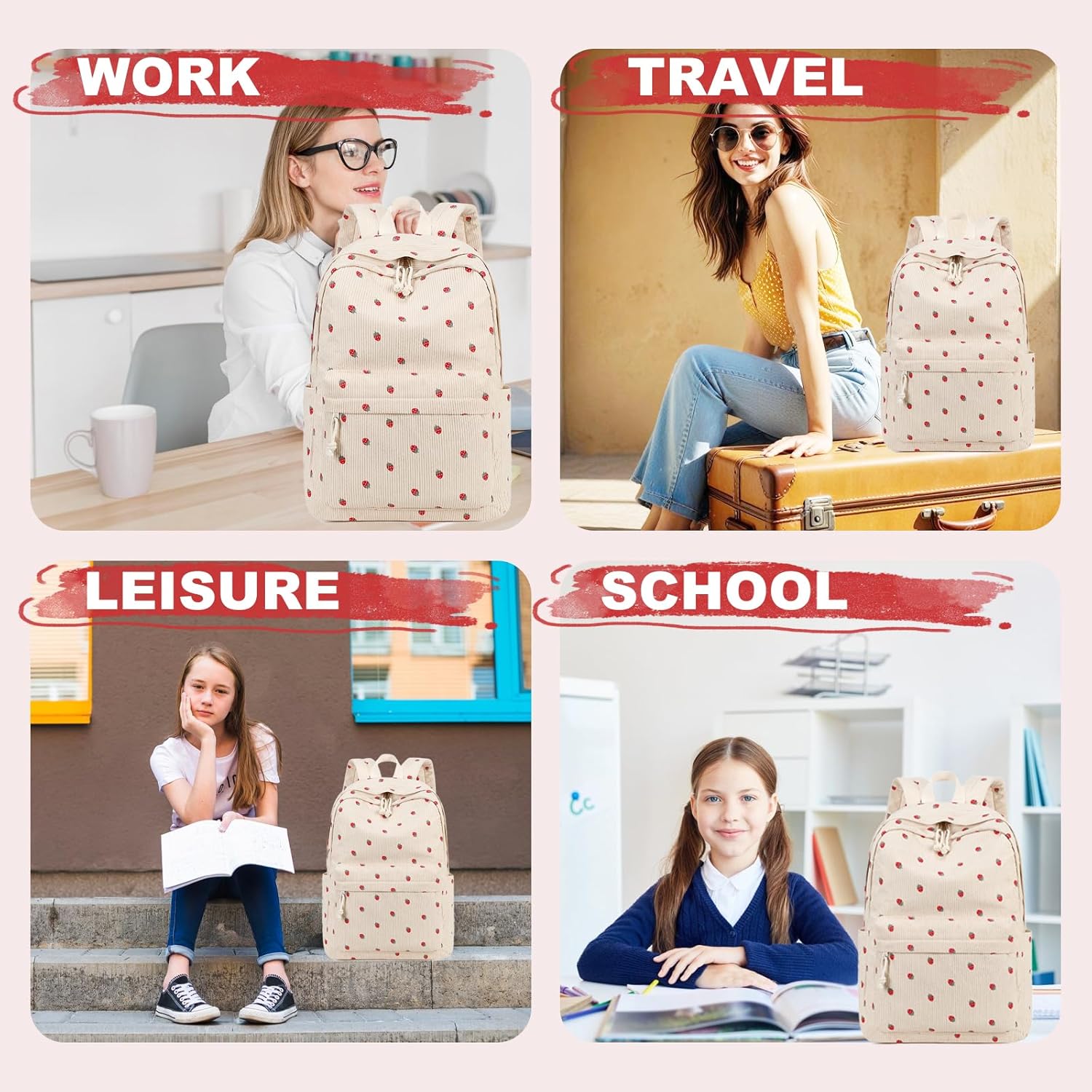 LEDAOU School Backpack Teen Girls Lightweight Bookbag Elementary Middle School Backpacks College