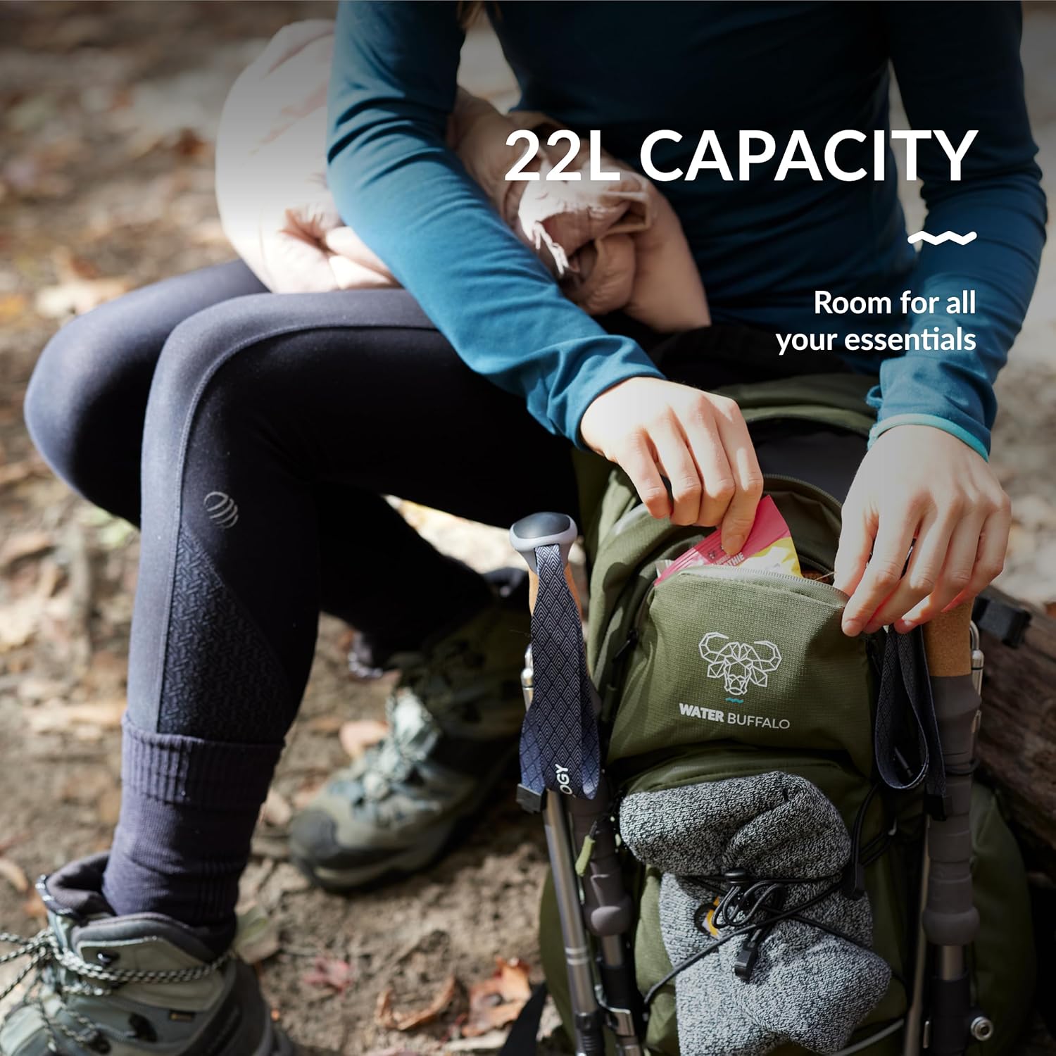 Water Buffalo Hydration Backpack - Sherpa 22L Hiking Backpack with Water Bladder - Water Backpack