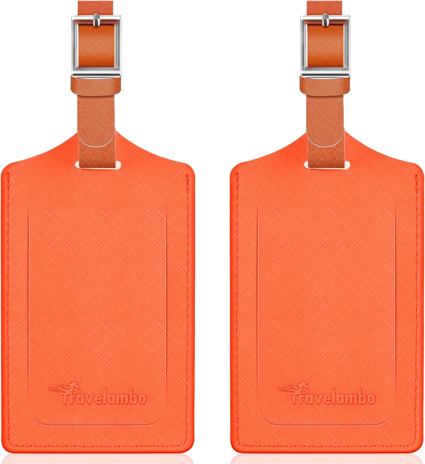 Travelambo Luggage Tags for Suitcases Faux Leather Privacy Protection 2 Pack Bag Tags Travel