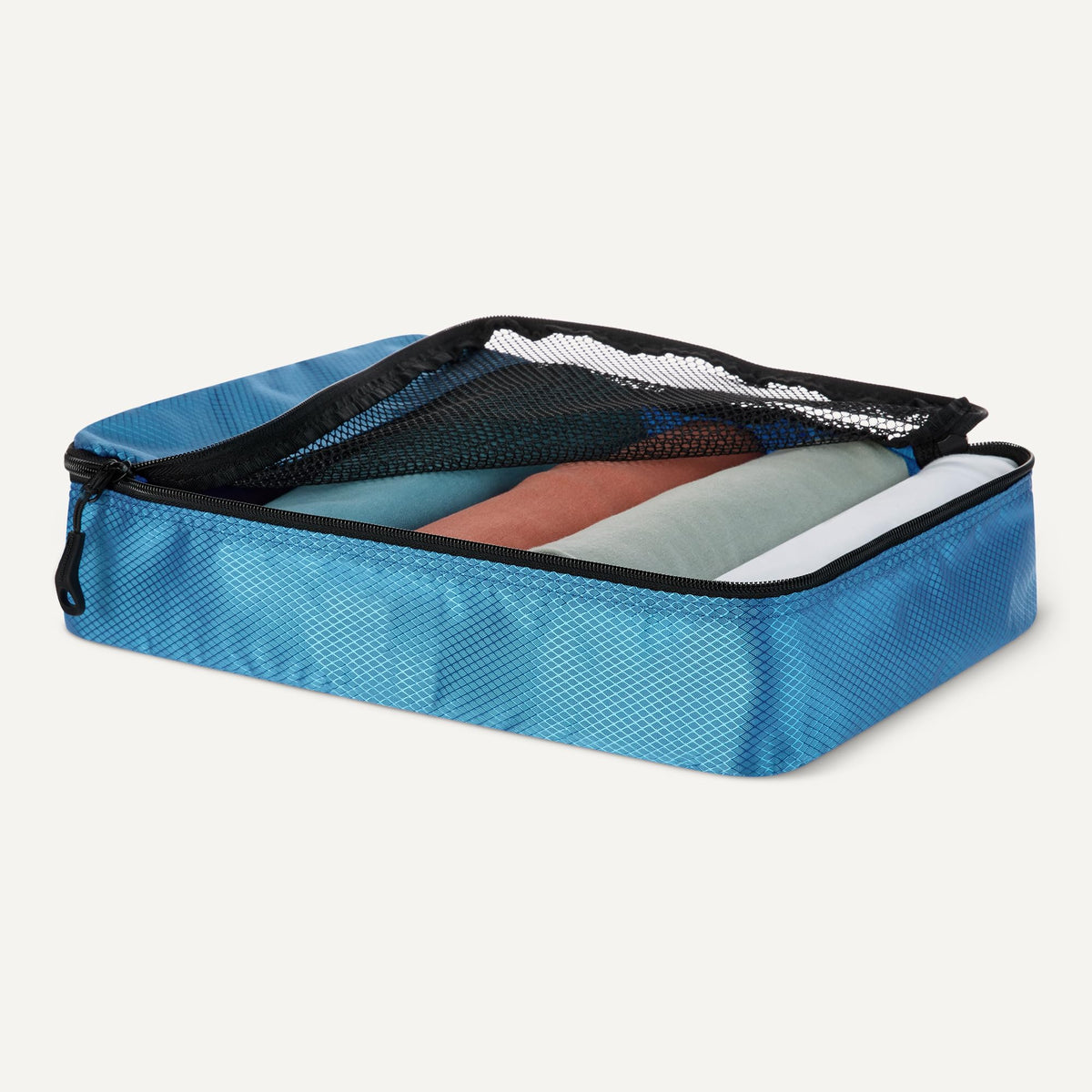 Amazon Essentials 4-Piece Packing Cubes Travel Accessories Set, Luggage Organizer with Double