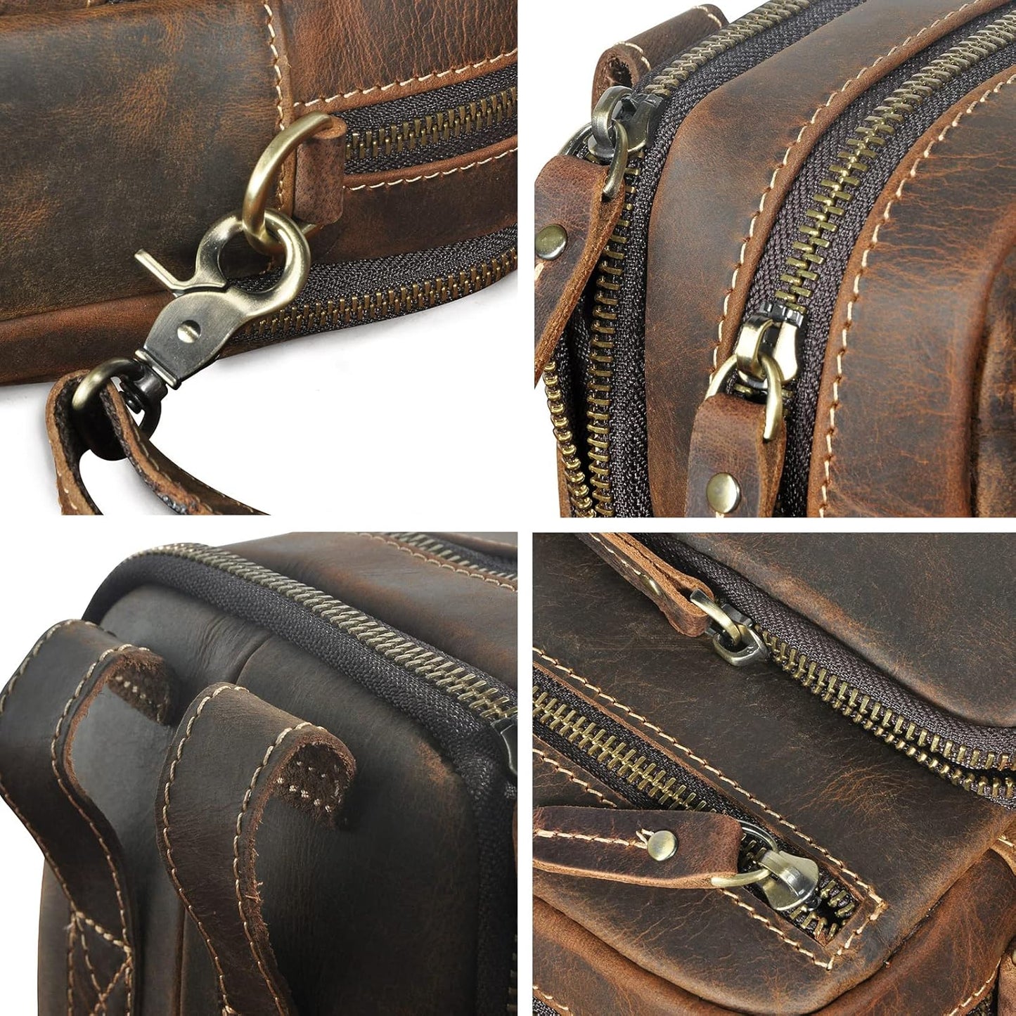 Versatile Cowhide Small Messenger Bag for Men - Convertible Shoulder Satchel & Waist Fanny Pack with Phone Pouch