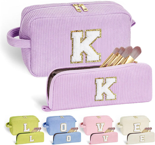 YOOLIFE Initial Travel Makeup Bag Cosmetic Bag - Teen Girl Gifts Trendy Stuff Friend Birthday Gifts for Women Teen Girl Kids