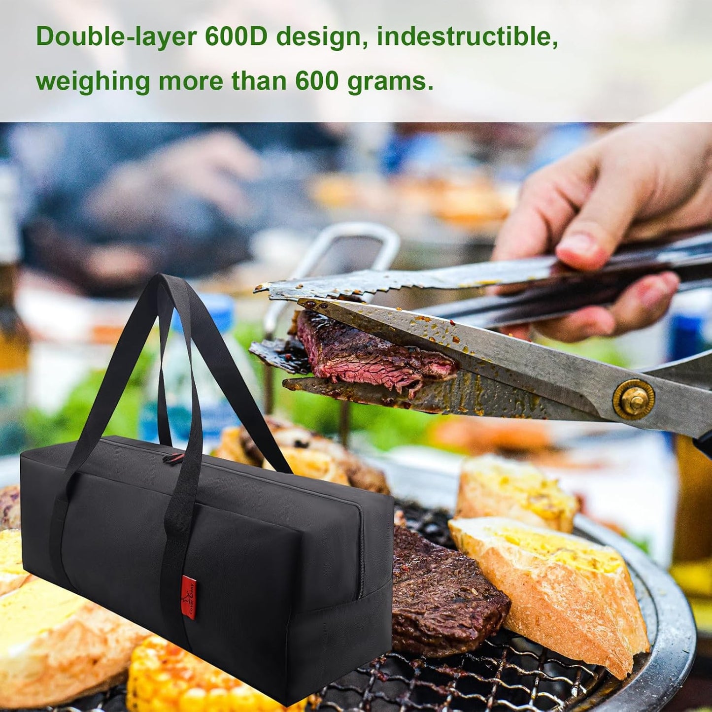 Grill Tool Organizer Pro, BBQ Tool Storage Bag - 24" Heavy Duty Storage Bag, Double Layer 600D