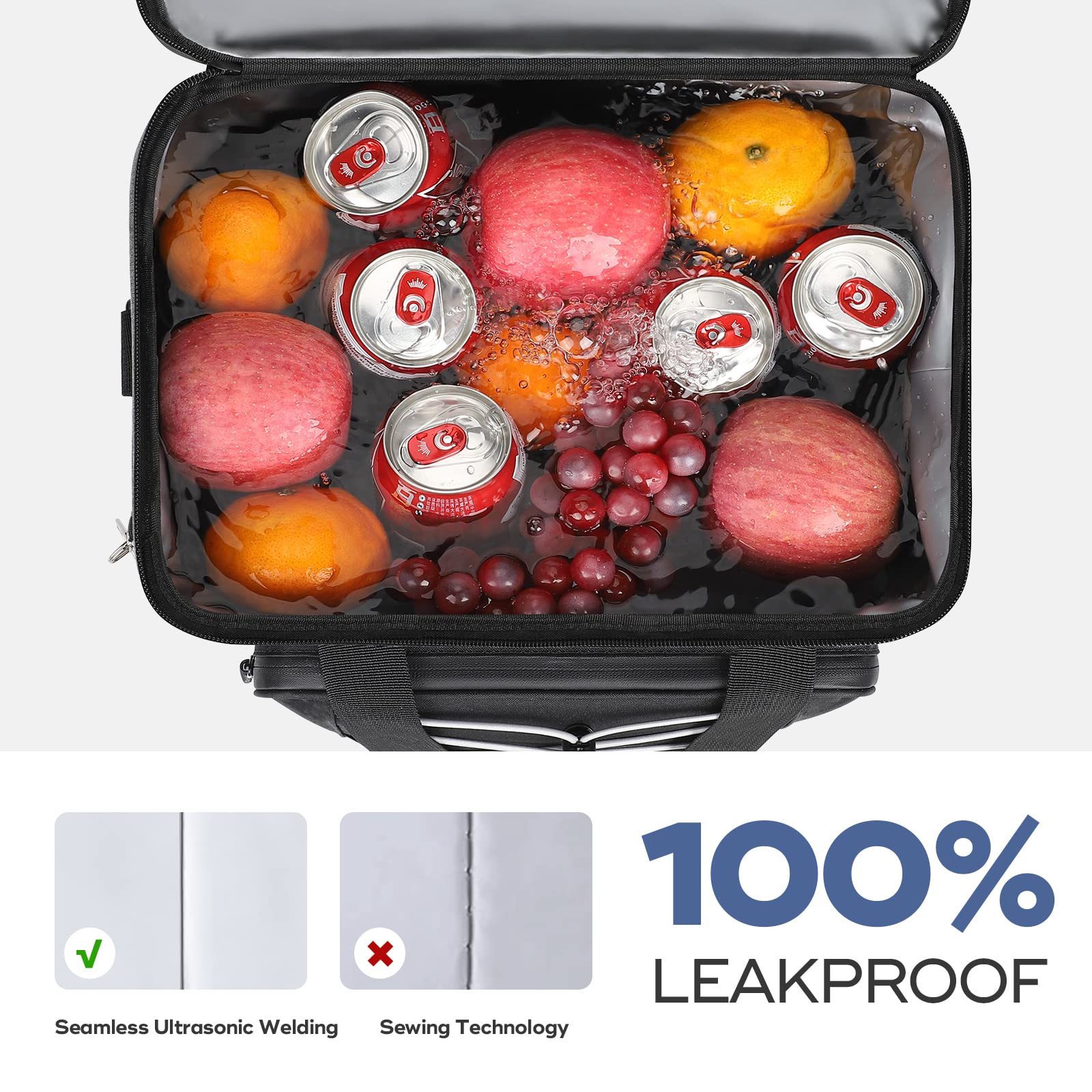 RealCool 35 Can Collapsible Soft Cooler, Leakproof Insulated Ice Chest Bag