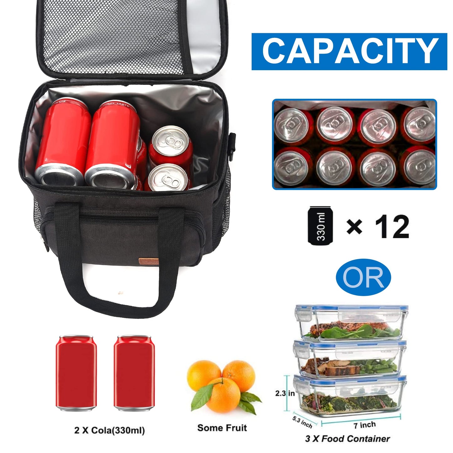 Femuar Reusable Lunch Box for Men/Women - Insulated Lunch Bag Leakproof Lunchbox for Work Office