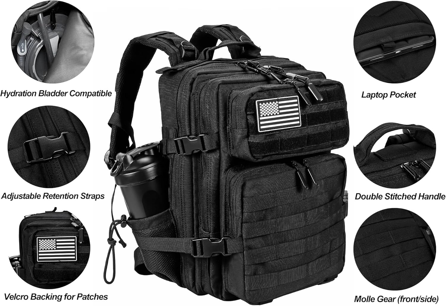 LHI Tactical Military Backpack for Men and Women 25L/35L Army Assault Pack Bag Small Rucksack with