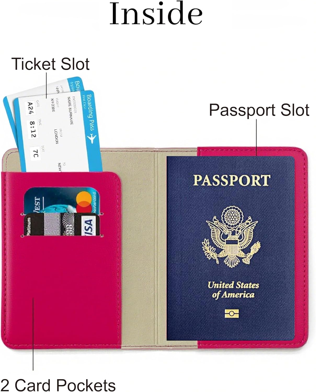 PU Leather Passport Holder Covers Case, Waterproof Rfid Blocking Travel Wallet Passport