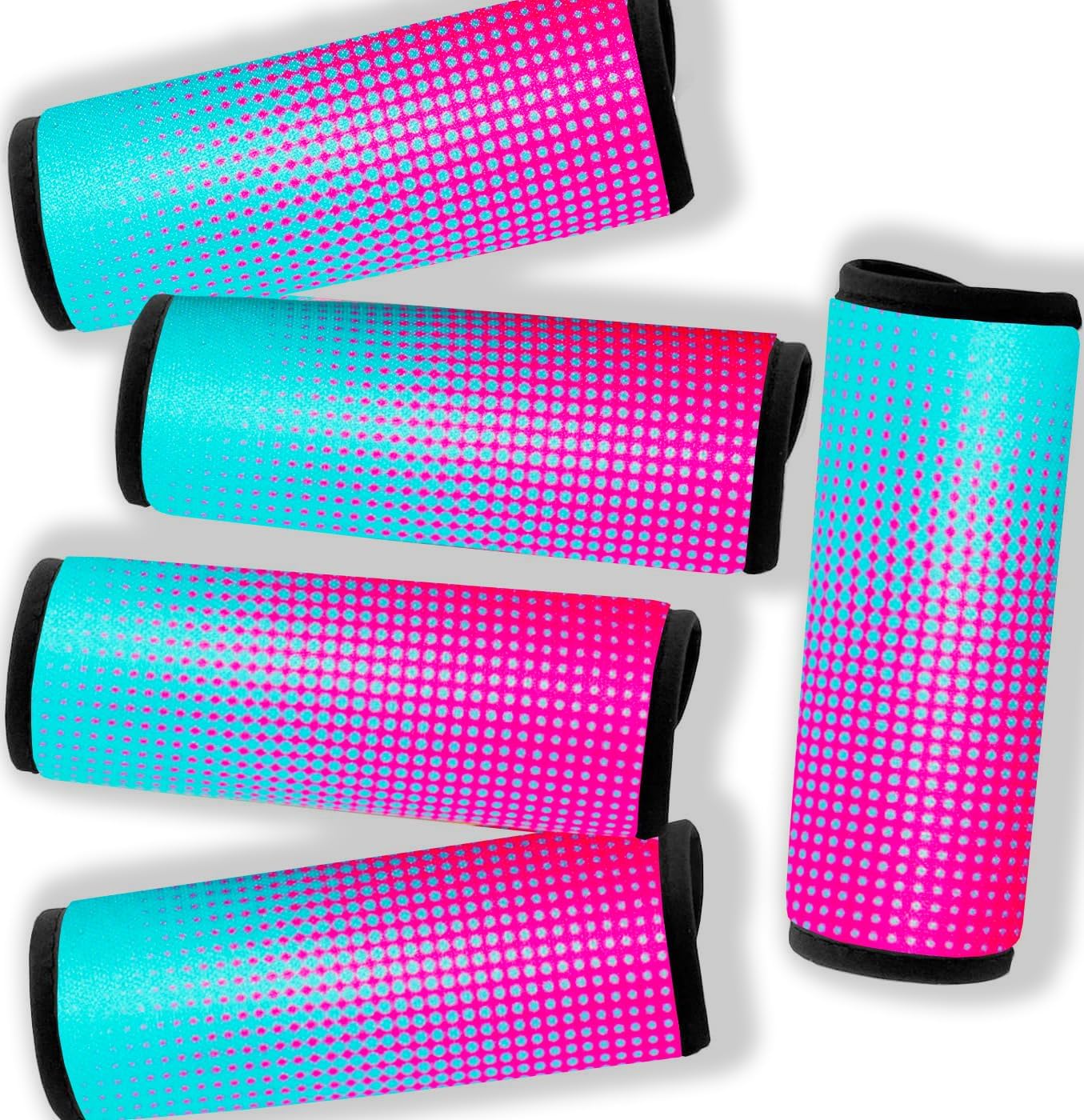 5 Pack Neoprene Luggage Handle Wraps Bright Luggage Tags/Identifiers/Marker/Grips Travel Accessories for Airplane/Flying/Luggage (Gradient Dot)