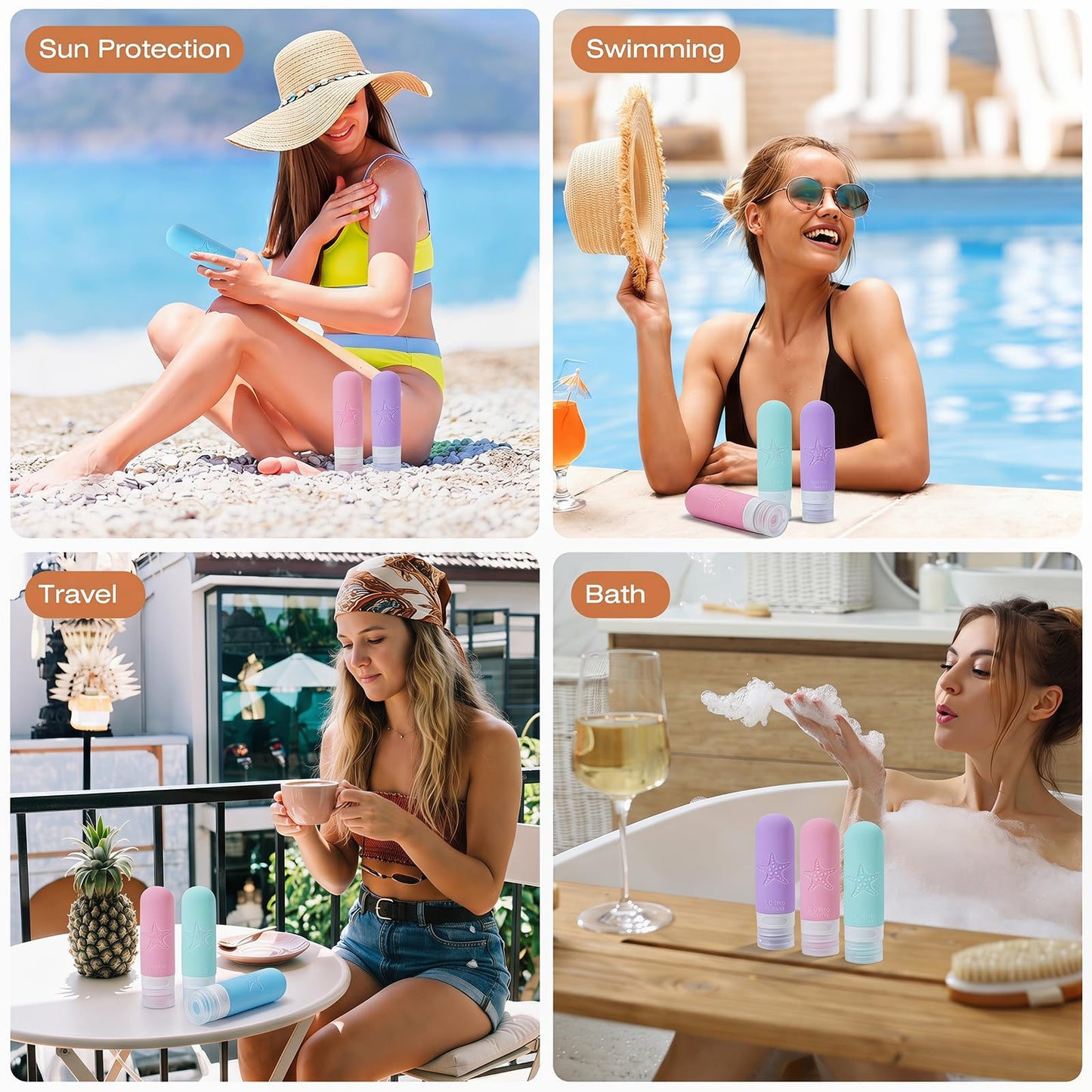 JBYAMUS 18 Pack Travel Bottles for Toiletries - TSA Approved, Triple Leak Proof Silicone Set, 3oz