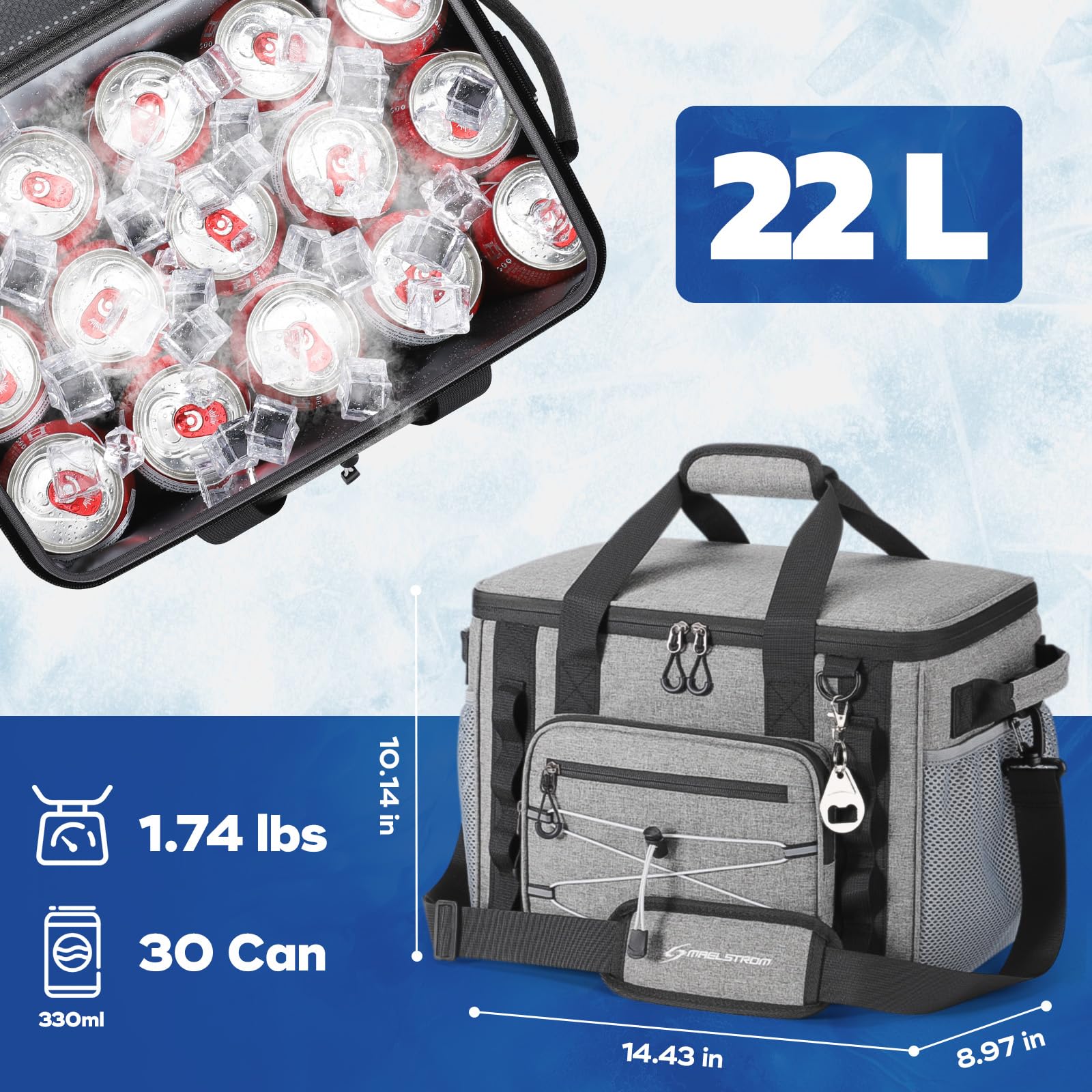 Maelstrom 30Can Collapsible Soft Cooler Bag, Leakproof Insulated Ice Chest