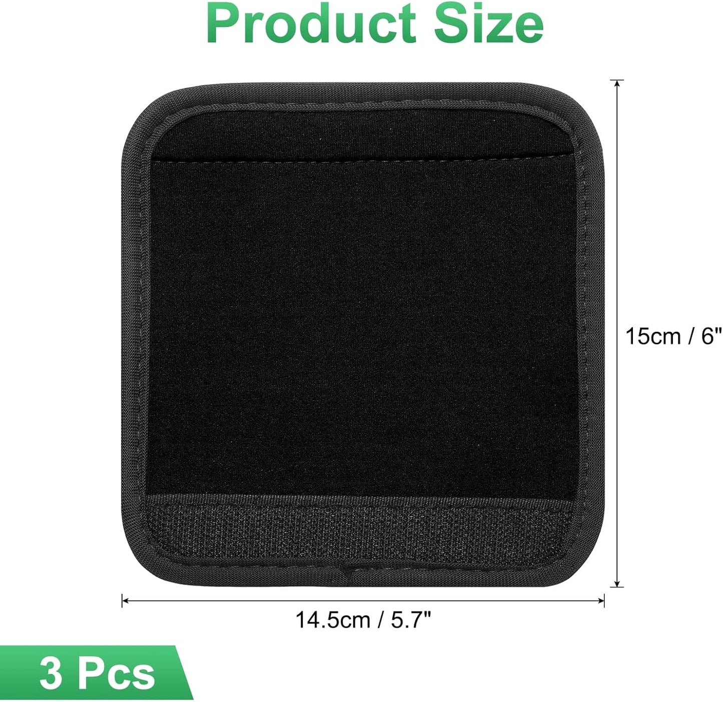 uxcell 3 Pcs Luggage Handle Wrap for Suitcase, Neoprene Handbag Grip Cover Protector Luggage Identifiers Suitcase Handle Wraps for Luggage Shopping Bag Travel Bags, Black