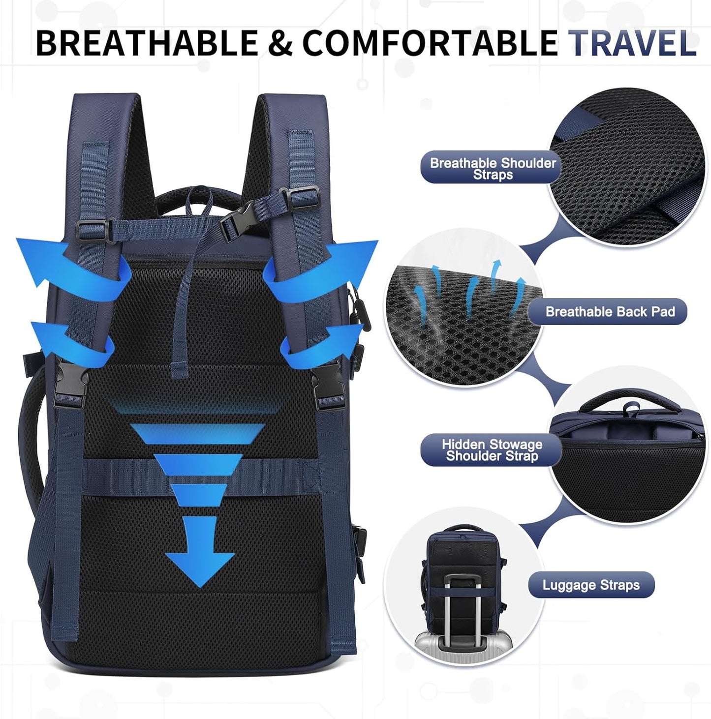 Business Travel Carry on Backpack, Lay Flat Luggage Style Bag with USB C & A, 16-inch Suitcase Capacity, Airline Approved, Gray