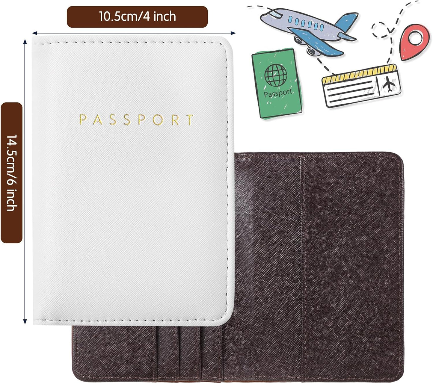 Frienda 2 Pieces Bridal Passport Covers Holder Waterproof Leather Holder Covers Travel Wallet Passport Case for Women and Men