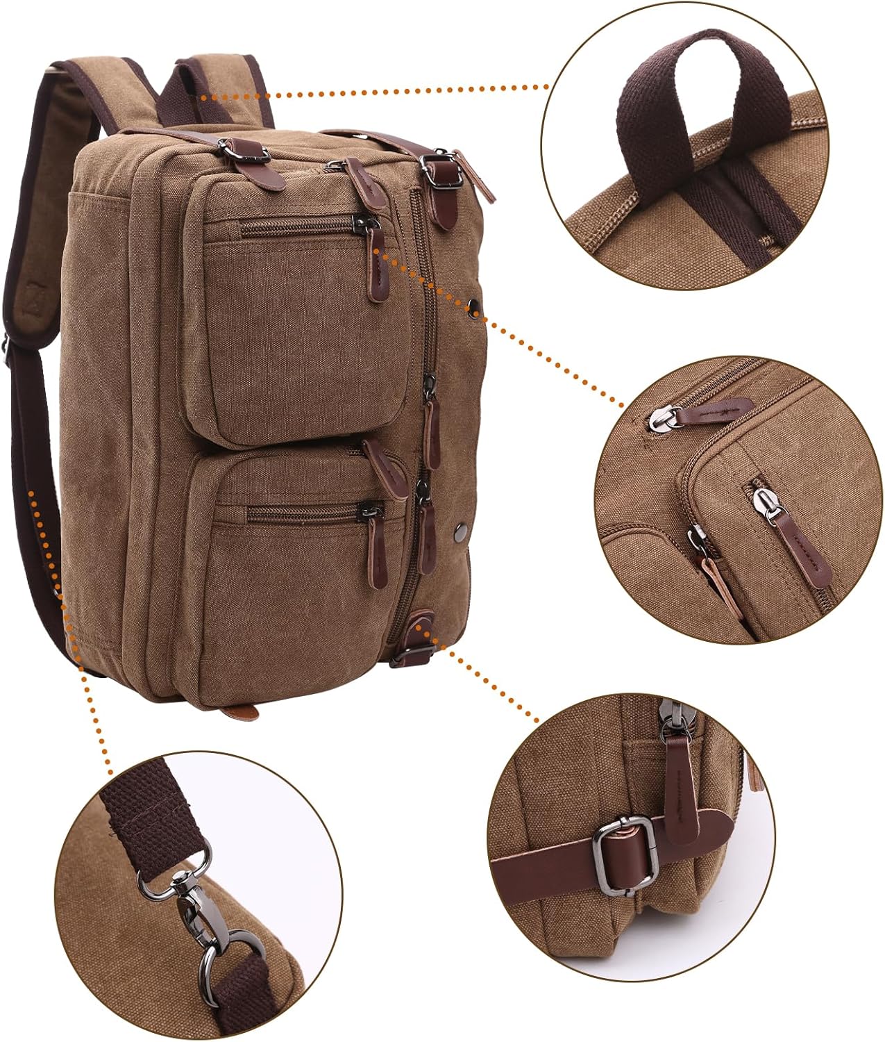 Messenger Bag，Waterproof Vintage Genuine Leather Canvas Laptop Bag Messenger Bag Briefcase Vintage Crossbody Shoulder Bag