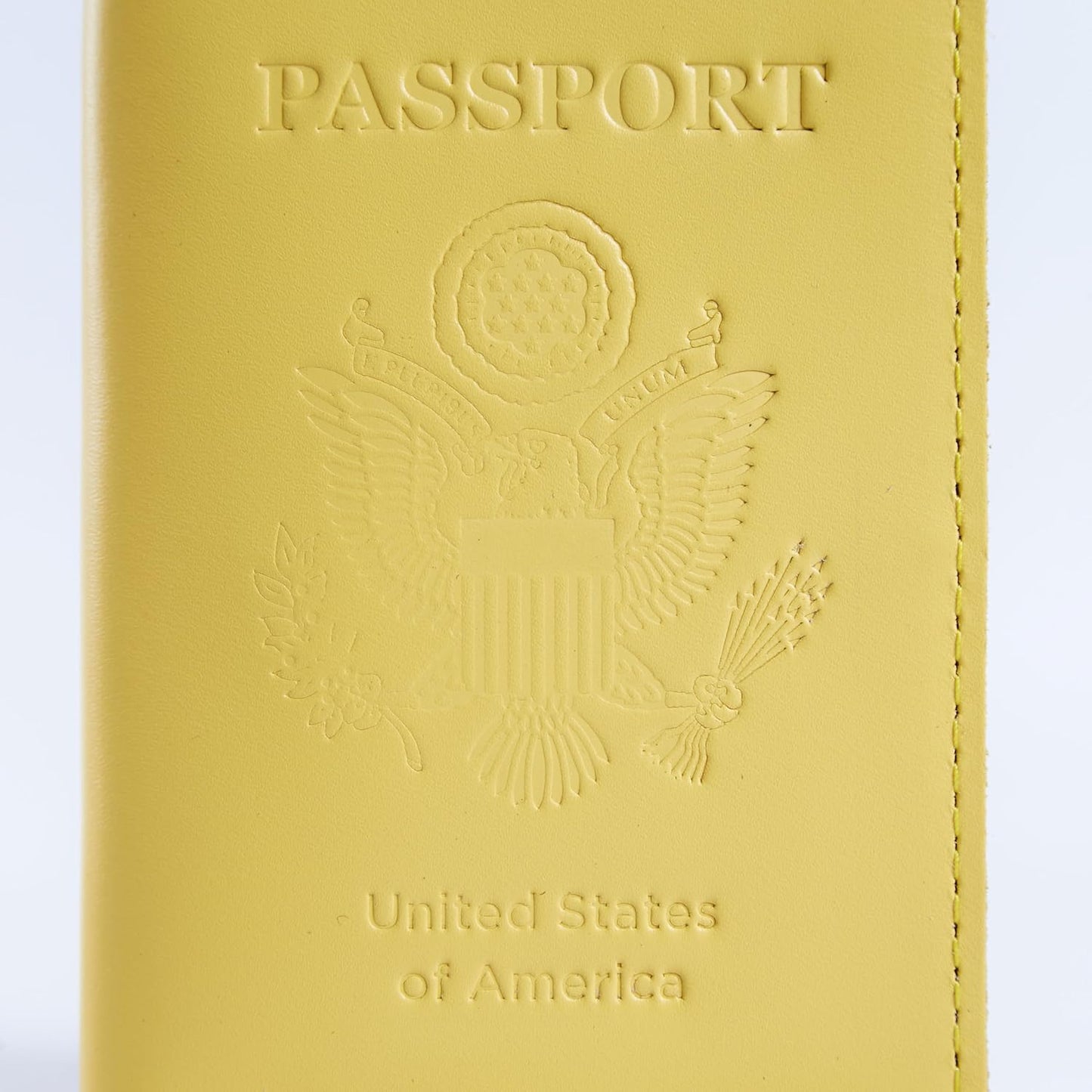 INCARNE US Passport Cover Clear - Travel Passport Wallet - Leather Passport Holder for Men Women Family with Card Slots & Note Compartmen - Sleeve Protector - Genuine Leather - Classic Yellow